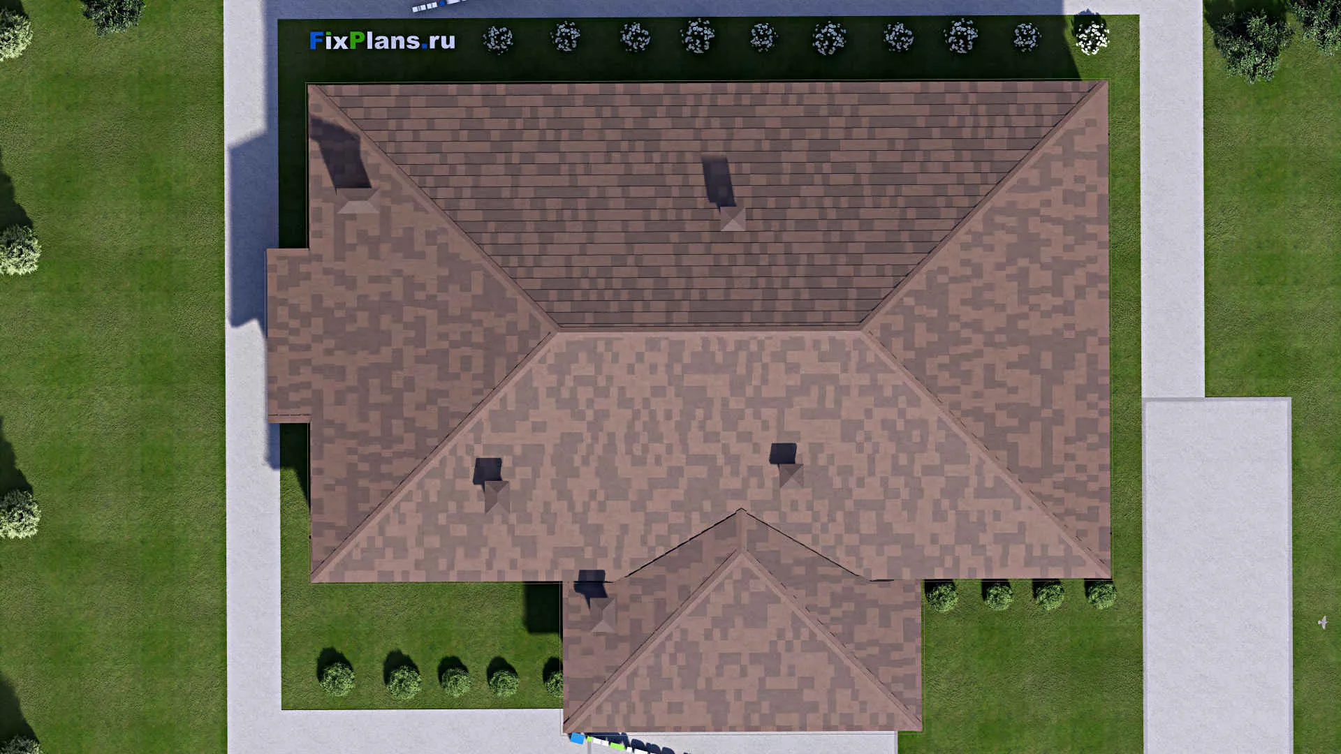 F-14318 - Проект одноэтажного дома 17 на 22, площадью 270 м² с террасой и 5 спальнями