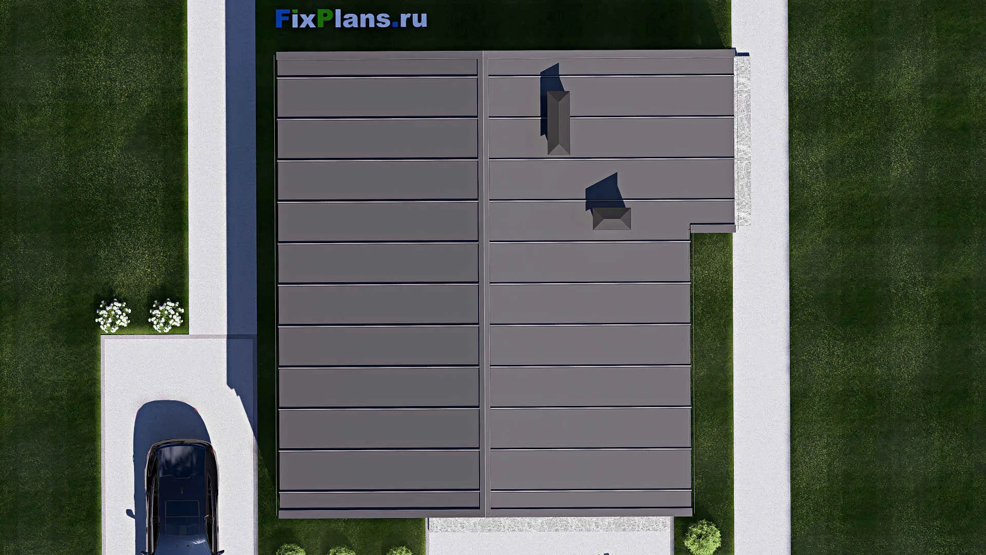 F-18548 - Проект одноэтажного дома 12 на 13, площадью 110 м² с террасой и 3 спальнями