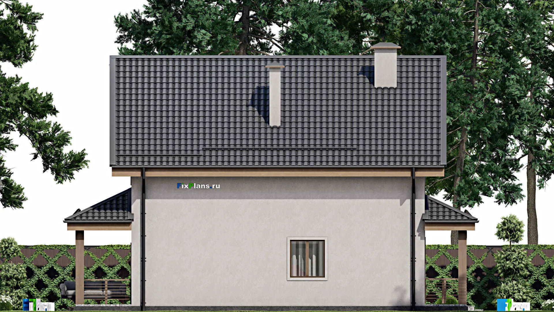 F-10088 - Планы дома с мансардой 10 на 14, площадью 190 м² с террасой и 5 спальнями