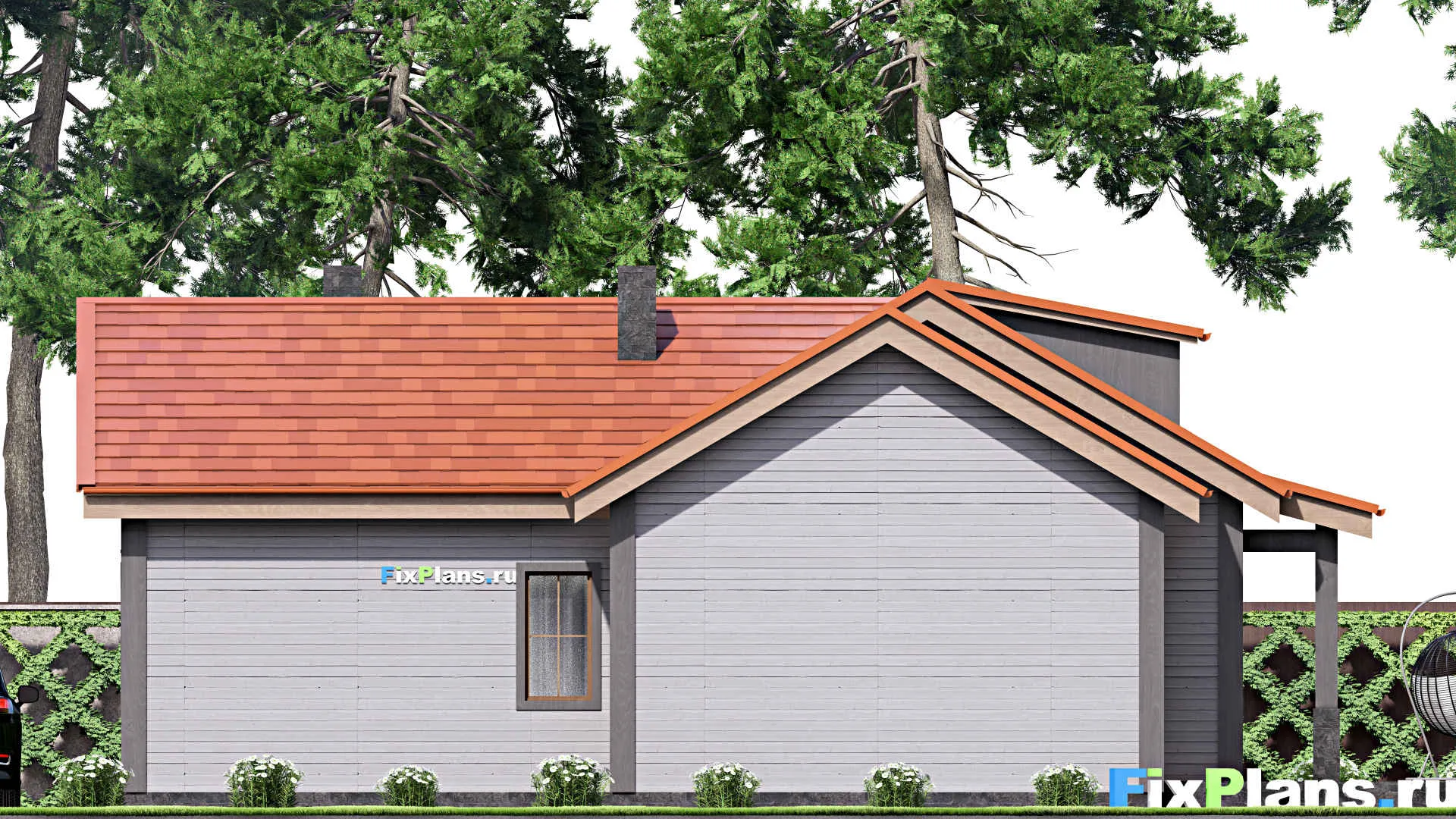 F-16676 - План одноэтажного дома 16 на 17, площадью 180 м² с террасой и 2 спальнями