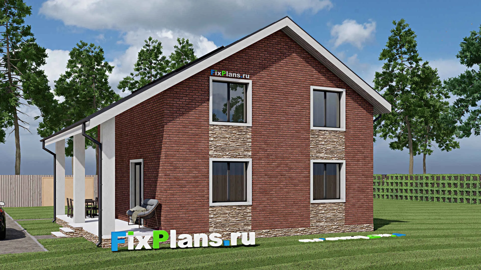 F-1160 - Проект дома с мансардой 9 на 10, площадью 150 м² с террасой, балконом и 3 спальнями