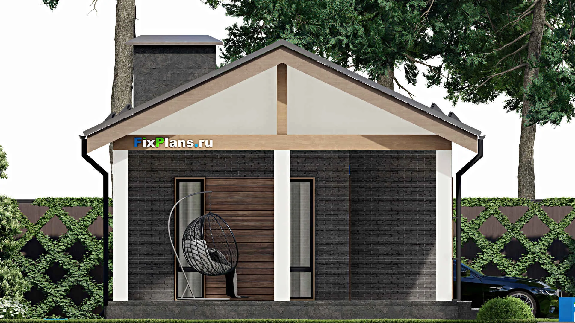 F-5534 - Проект бани 7 на 12, площадью 90 м² с терассой, 2 санузлами и спальней