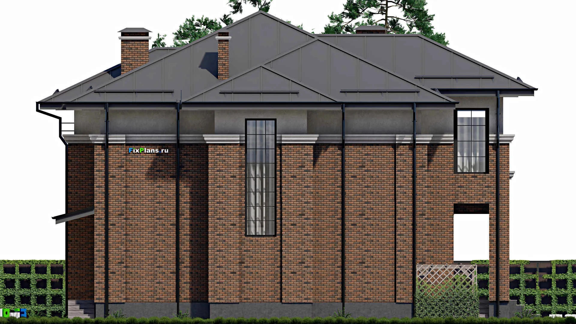 F-0080 - Проект двухэтажного дома 17 на 21, площадью 360 м² с террасой и 4 спальнями