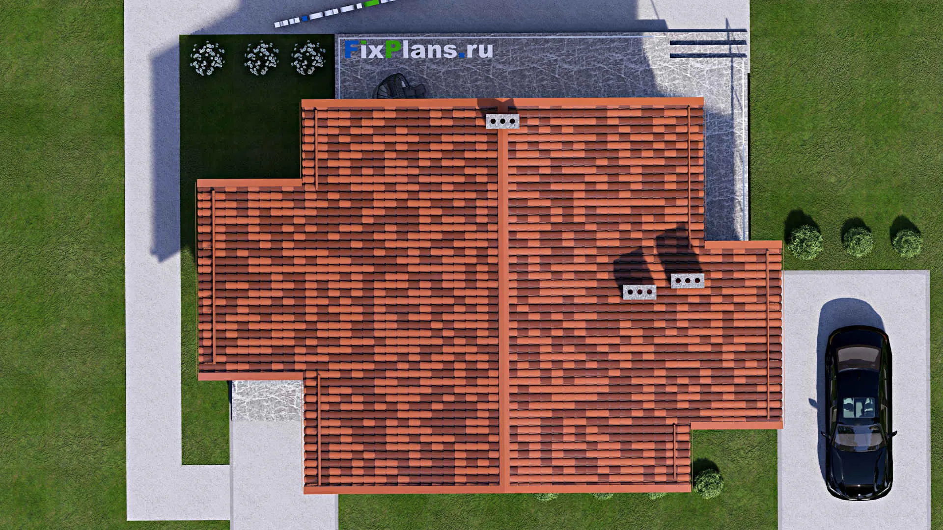 F-15857 - Проект дома с мансардой 12 на 15, площадью 190 м² с террасой, балконом и 3 спальнями