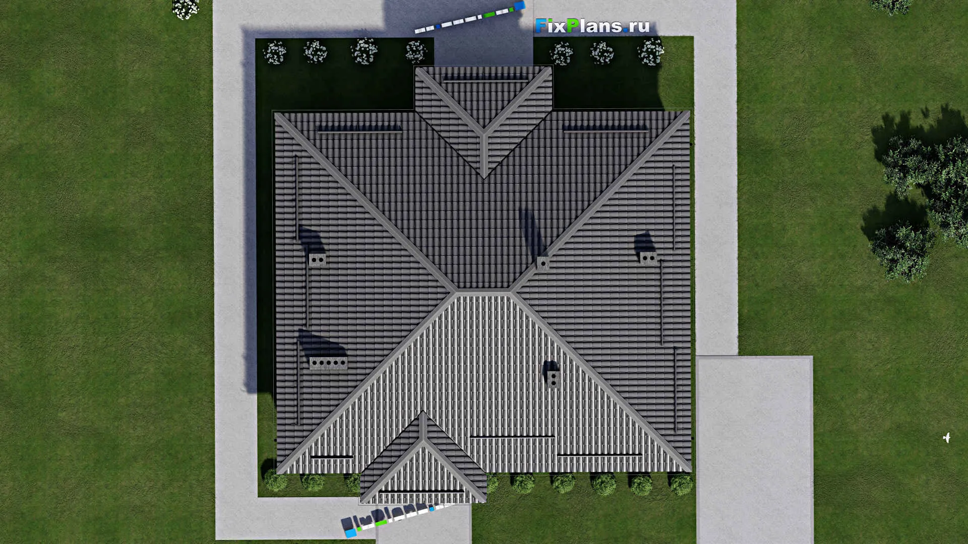 F-2330 - Проект одноэтажного дома 12 на 14, площадью 140 м² с баней и 3 спальнями