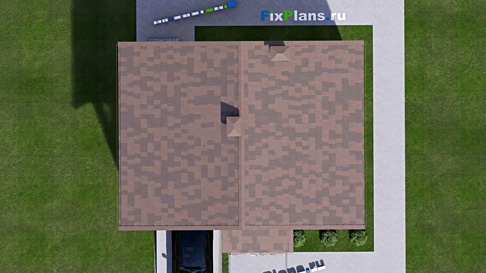 F-14255 - Проект двухэтажного дома 10 на 10, площадью 140 м² с балконом, баней, гаражом на 1 машину и 2 спальнями