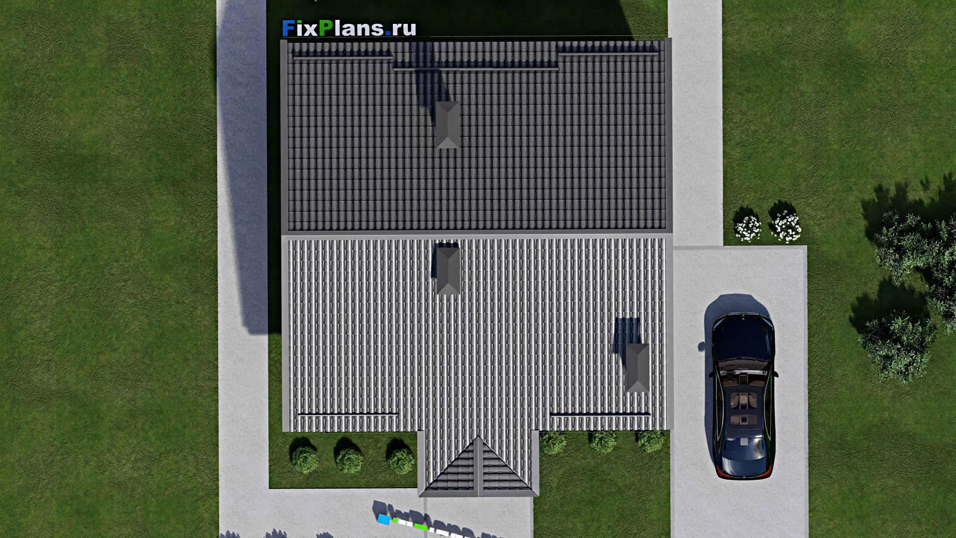 F-4733 - Проект одноэтажного дома 11 на 11, площадью 90 м² с 2 спальнями