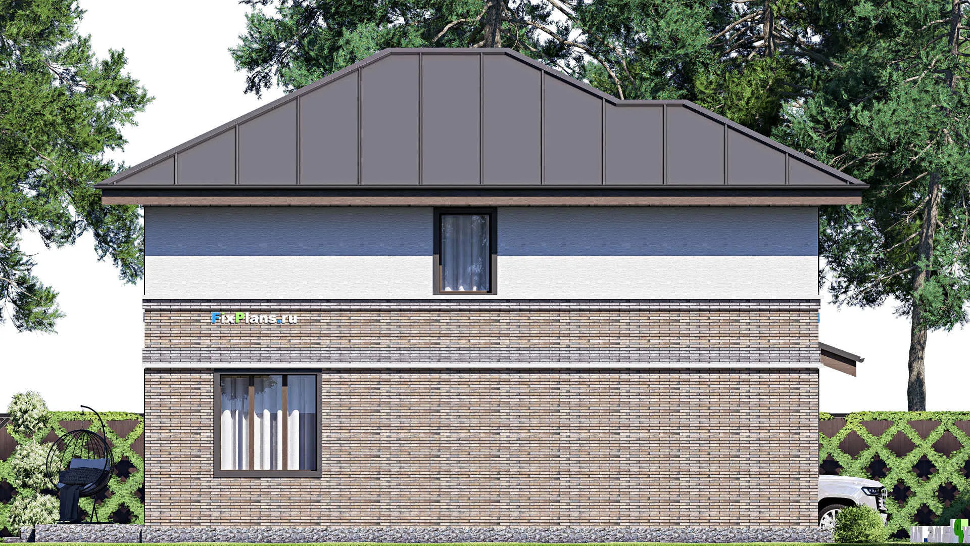 F-20816 - Планы двухэтажного дома 9 на 15, площадью 170 м² с террасой и 4 спальнями