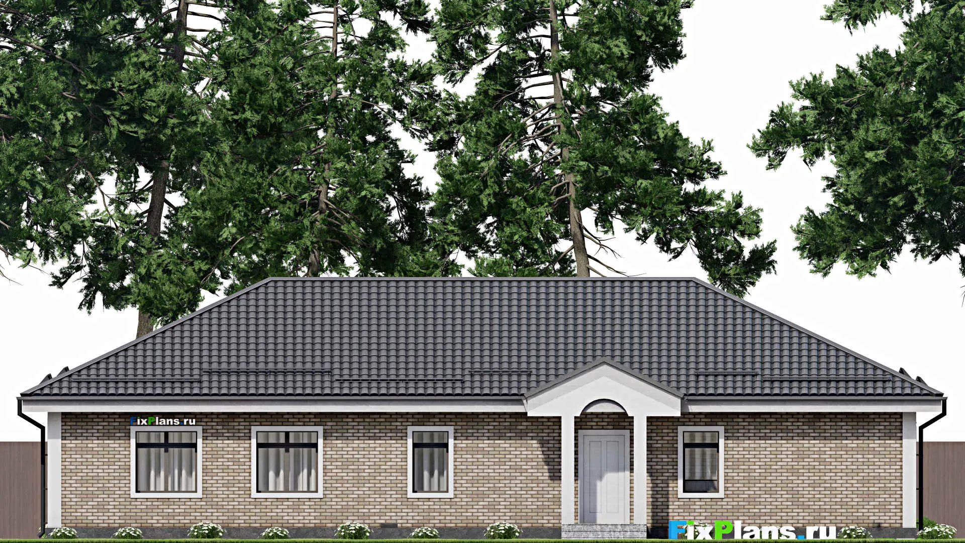 F-5003 - Проект одноэтажного дома 15 на 21, площадью 210 м² с гаражом на 2 машины и 2 спальнями