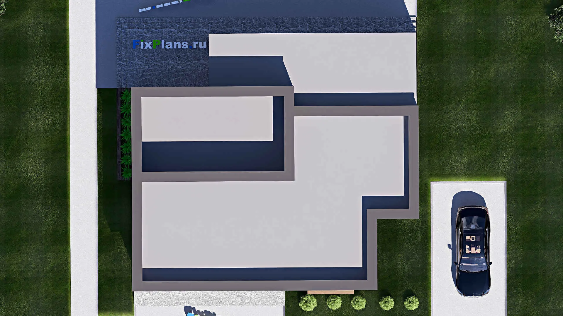 F-18323 - Проект одноэтажного дома 15 на 16, площадью 190 м² с террасой и 3 спальнями