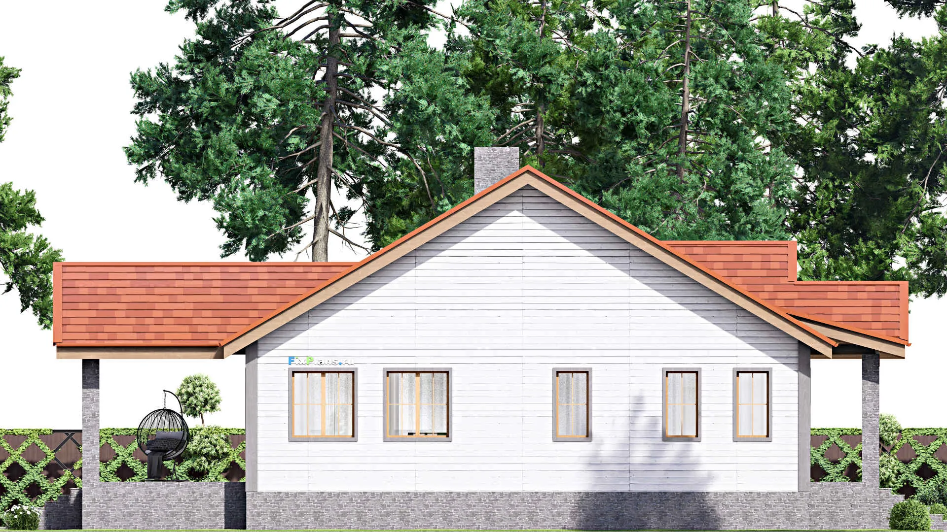 F-16532 - Проект одноэтажного дома 12 на 19, площадью 270 м² с цокольным этажом и 2 спальнями