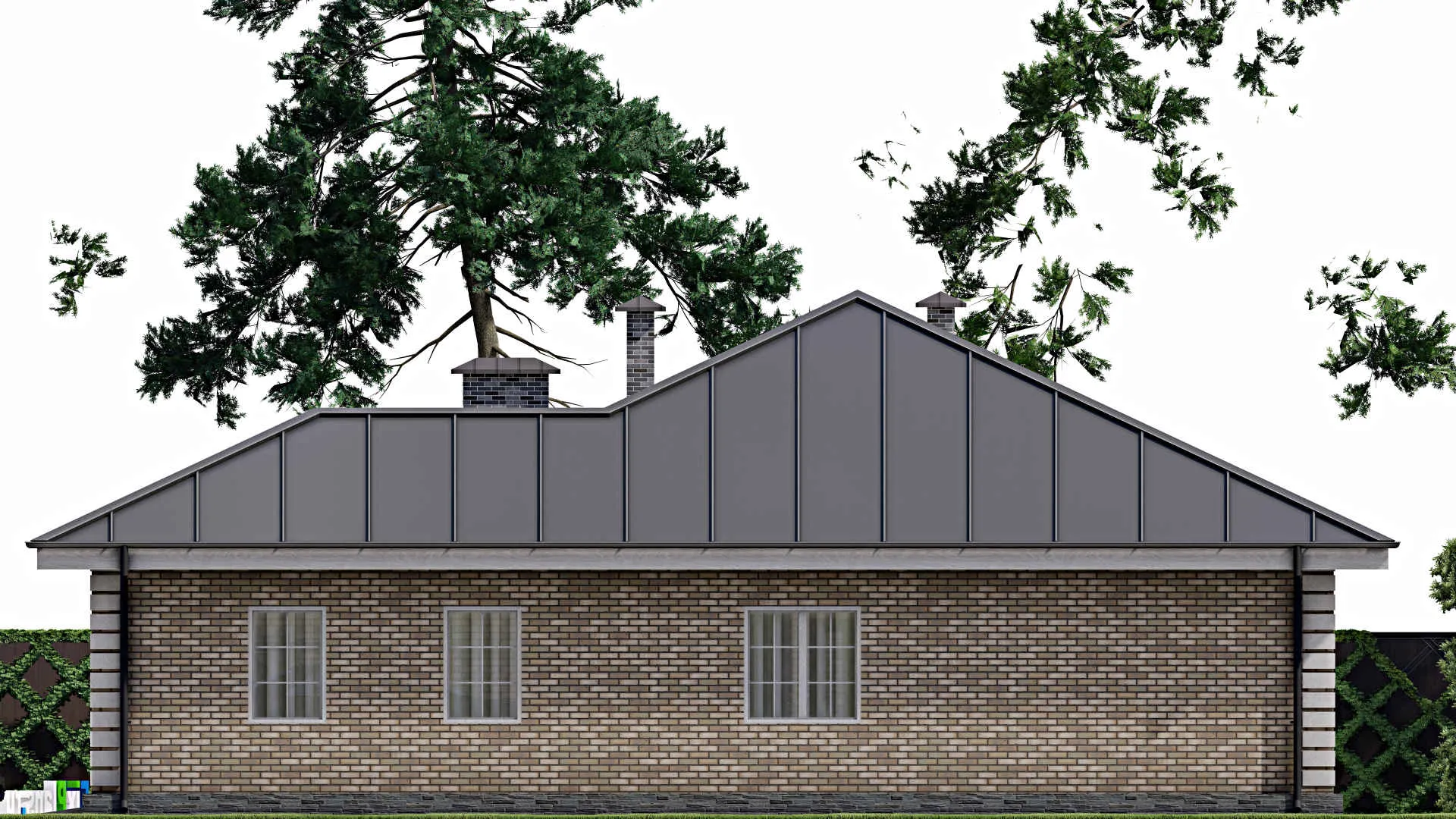 F-10385 - Проект одноэтажного дома 15 на 16, площадью 180 м² с 3 спальнями