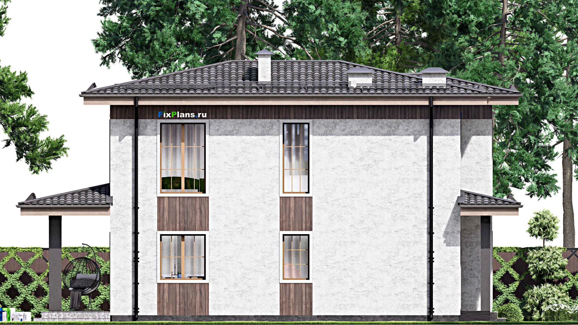 F-12248 - Проект двухэтажного дома 8 на 15, площадью 150 м² с террасой и 4 спальнями