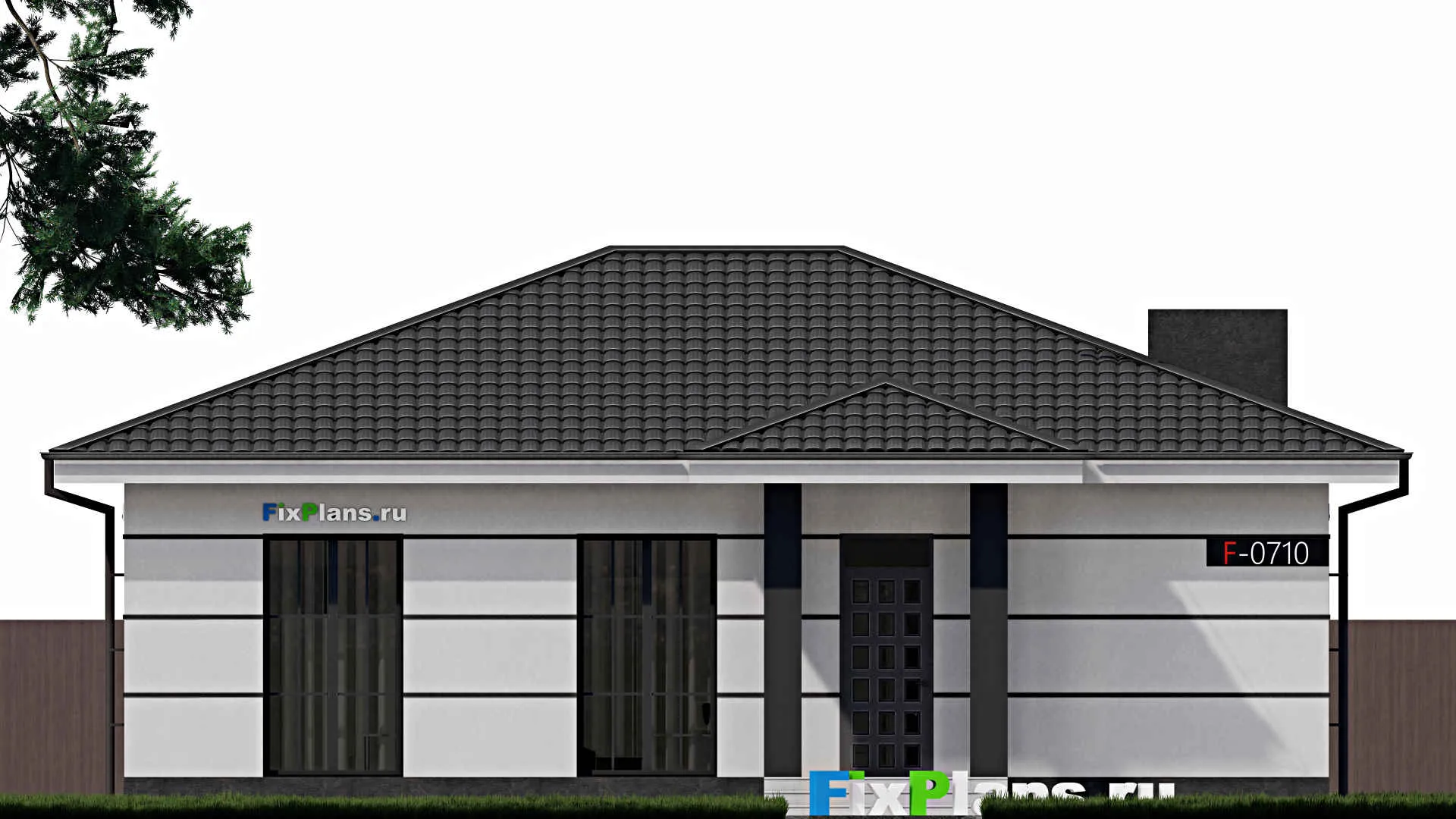 F-0710 - Проект одноэтажного дома 11 на 13, площадью 120 м² с 3 спальнями