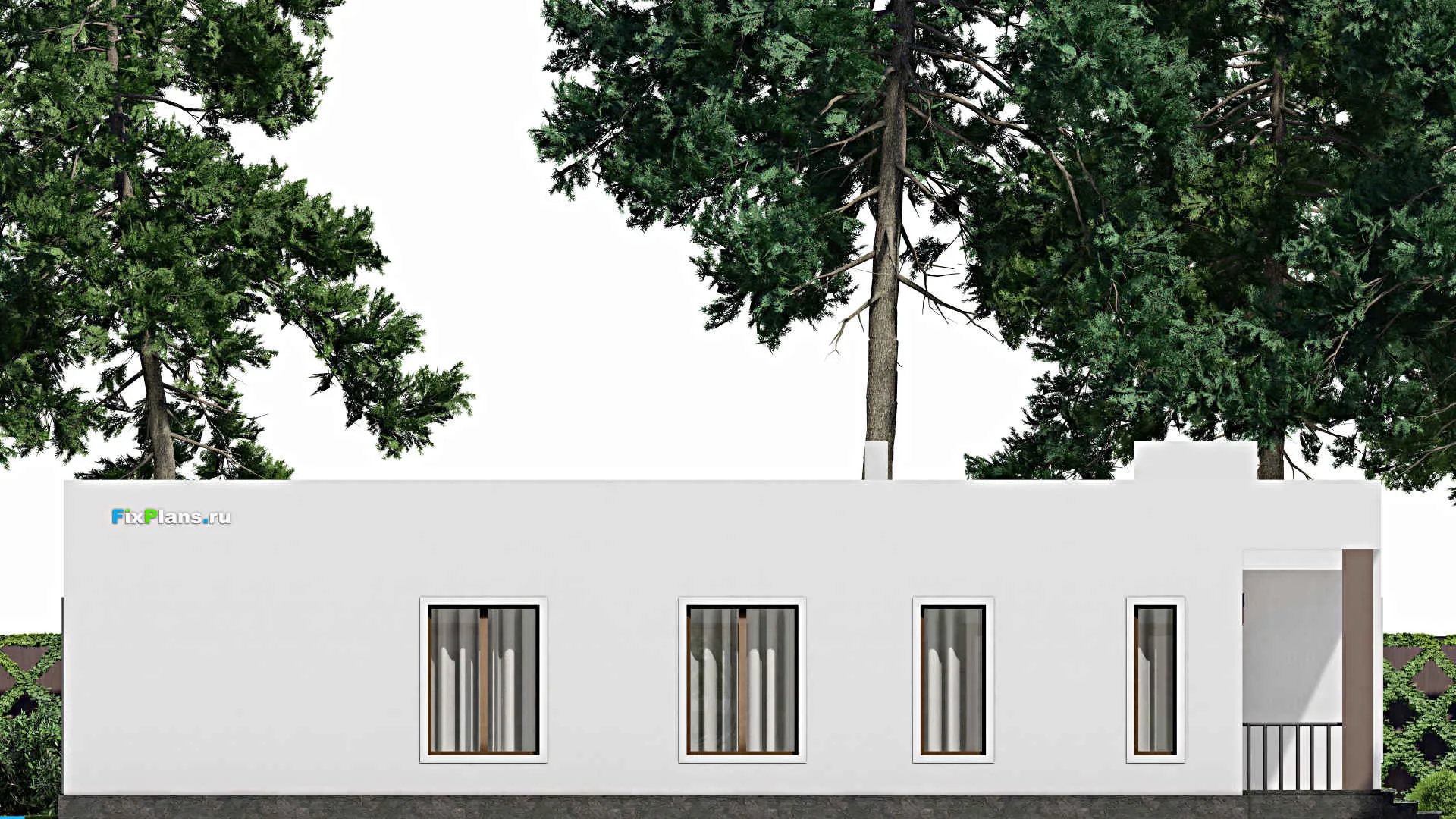 F-12392 - Проект одноэтажного дома 16 на 18, площадью 180 м² с террасой и 3 спальнями