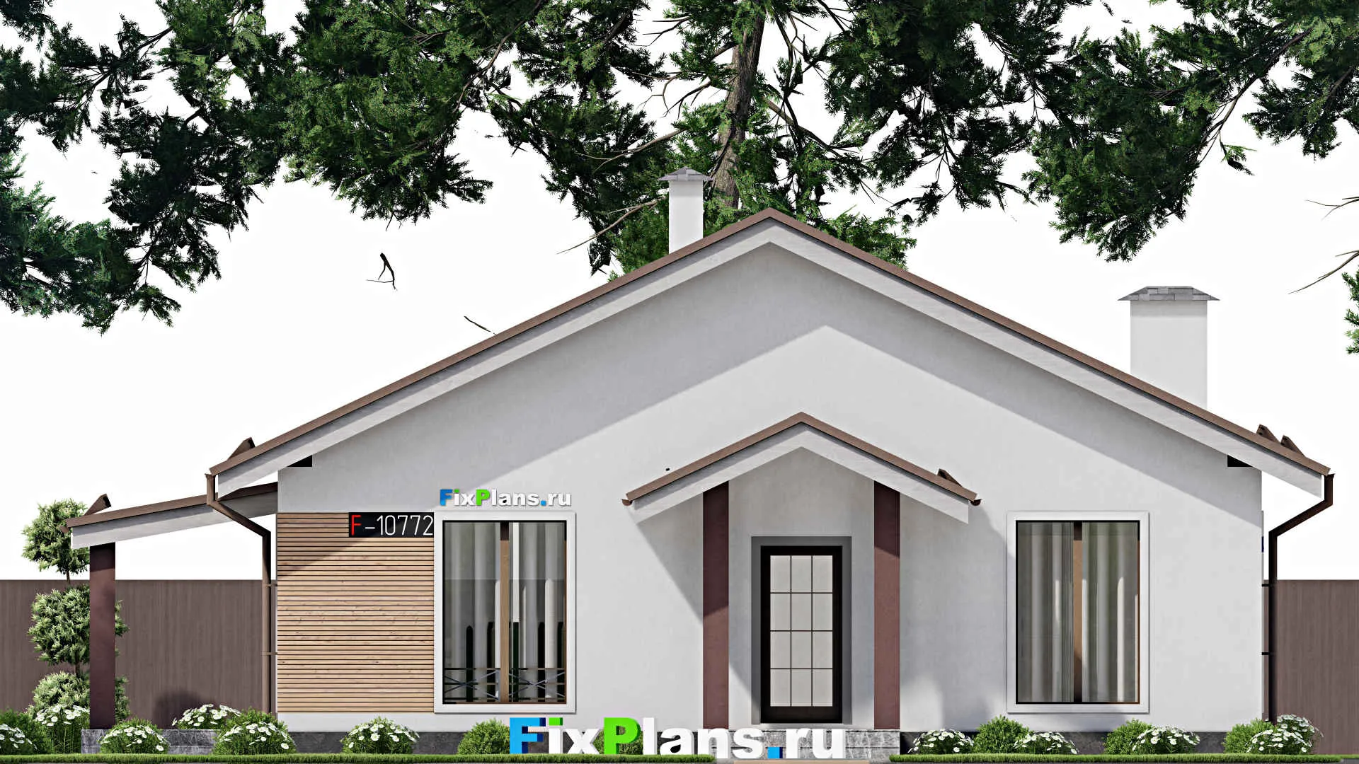 F-10772 - Проект одноэтажного дома 12 на 14, площадью 120 м² с 2 спальнями