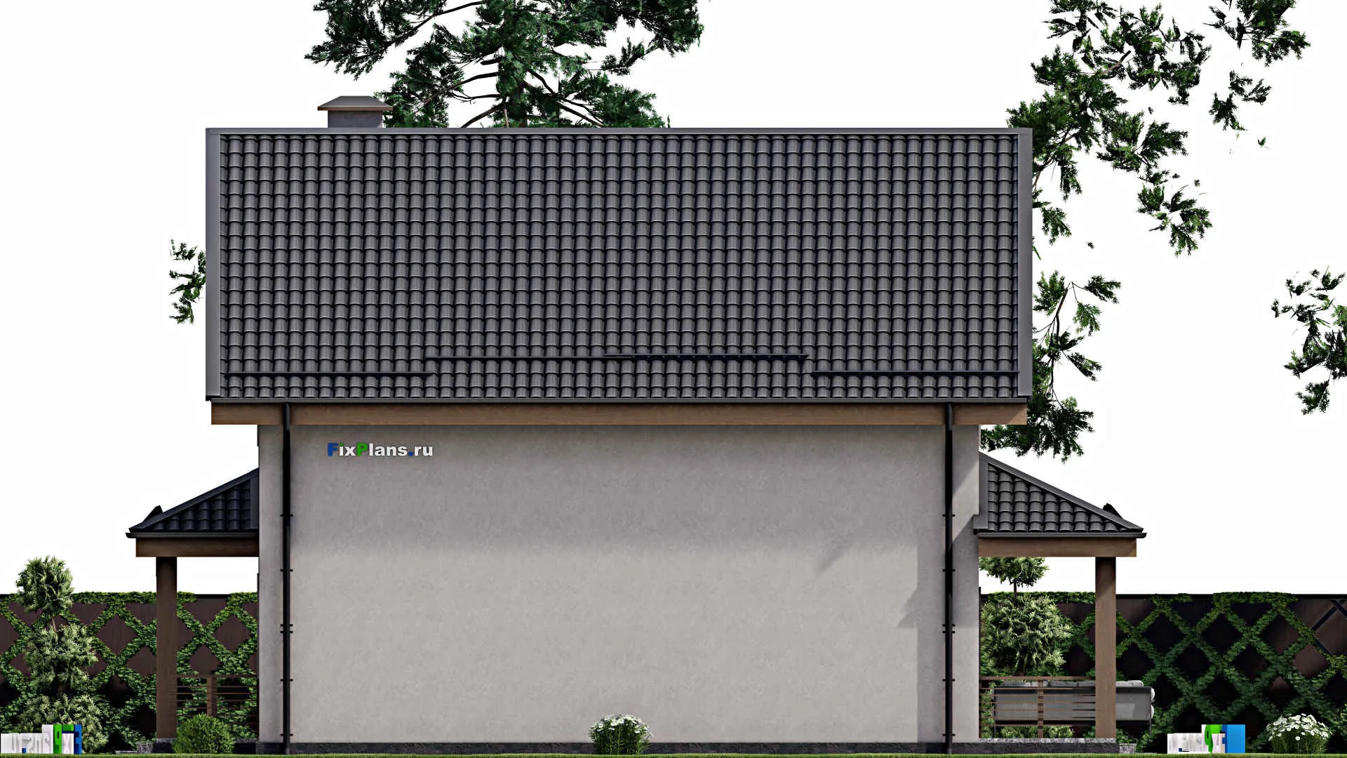 F-10088 - Планы дома с мансардой 10 на 14, площадью 190 м² с террасой и 5 спальнями