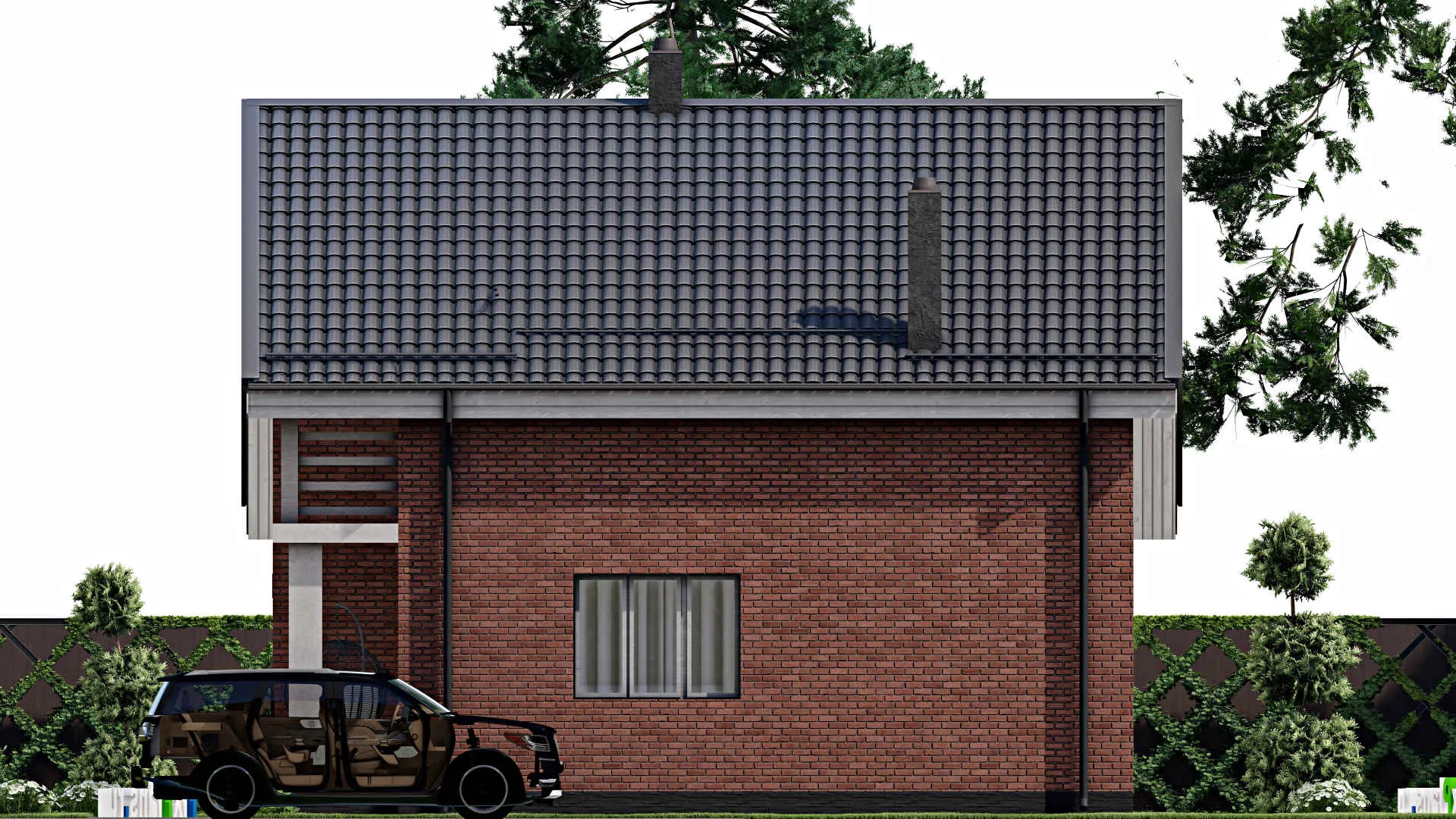 F-2627 - Проект дома с мансардой 11 на 14, площадью 190 м² с террасой, балконом, баней и 3 спальнями