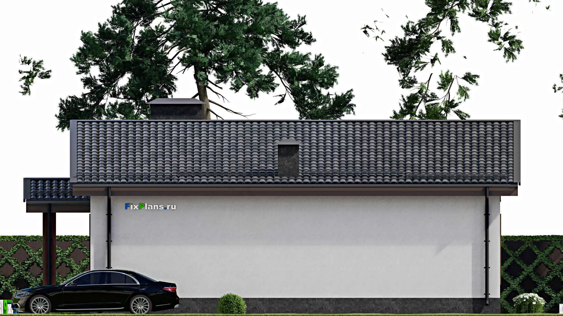 F-6632 - Проект одноэтажного дома 14 на 16, площадью 150 м² с террасой и 3 спальнями