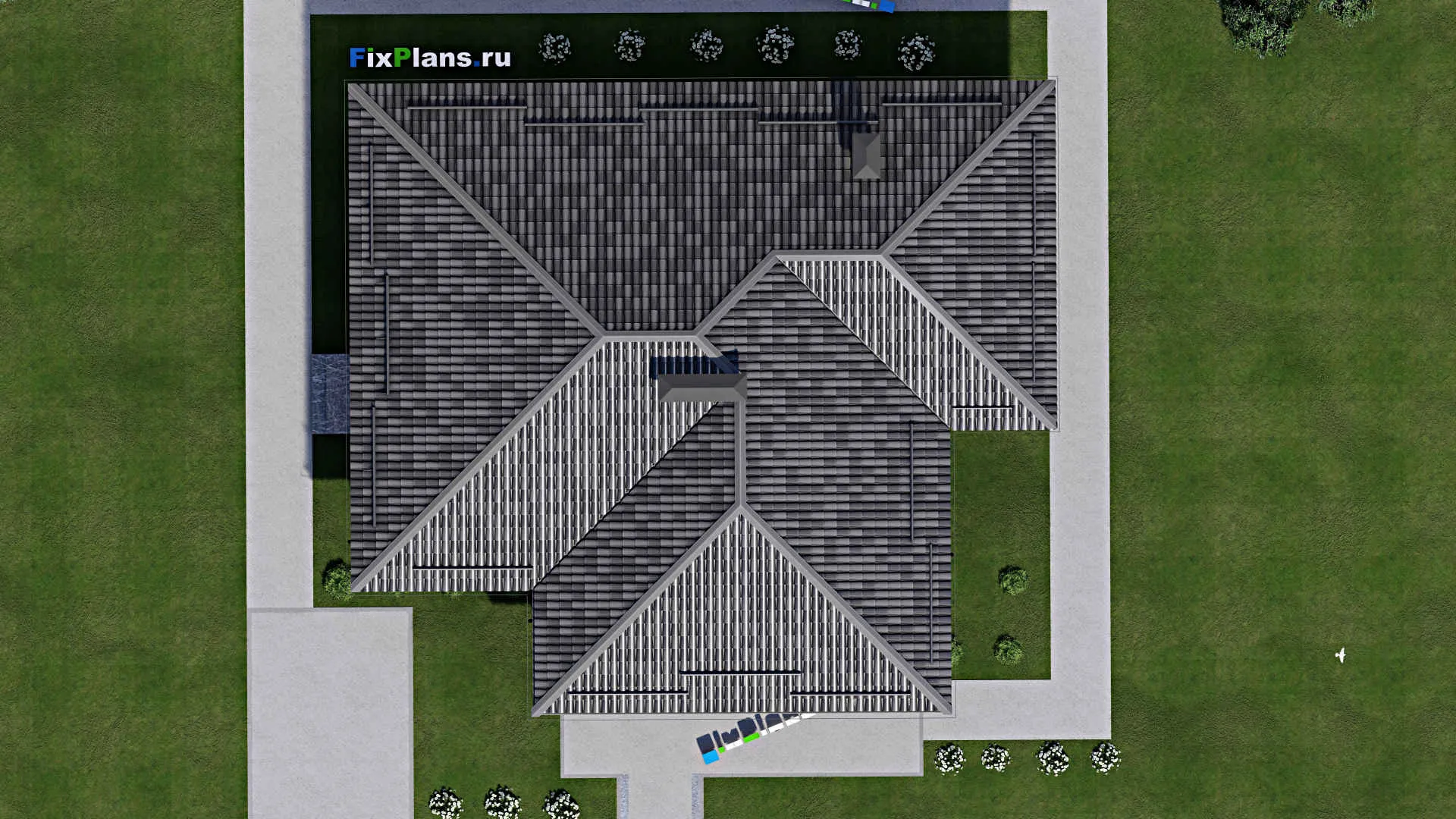 F-5894 - Проект одноэтажного дома 15 на 18, площадью 170 м² с террасой, баней и 3 спальнями