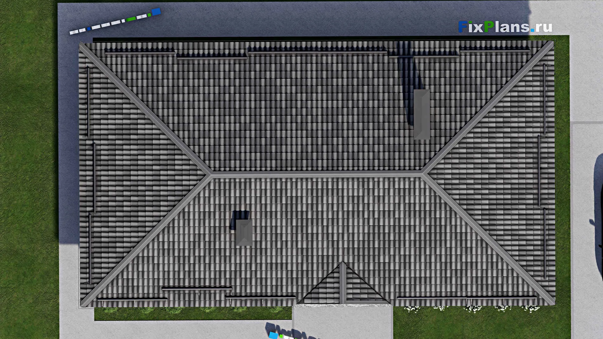 F-6767 - Проект одноэтажного дома 11 на 19, площадью 150 м² с террасой и 3 спальнями