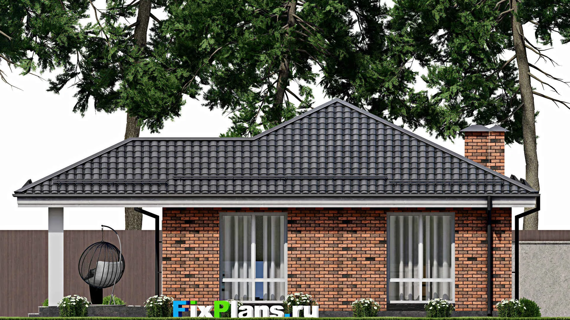 F-10412 - Проект одноэтажного дома 13 на 16, площадью 130 м² с 2 спальнями