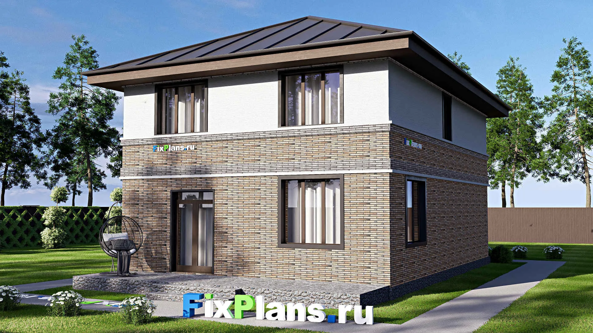 F-20816 - Планы двухэтажного дома 9 на 15, площадью 170 м² с террасой и 4 спальнями