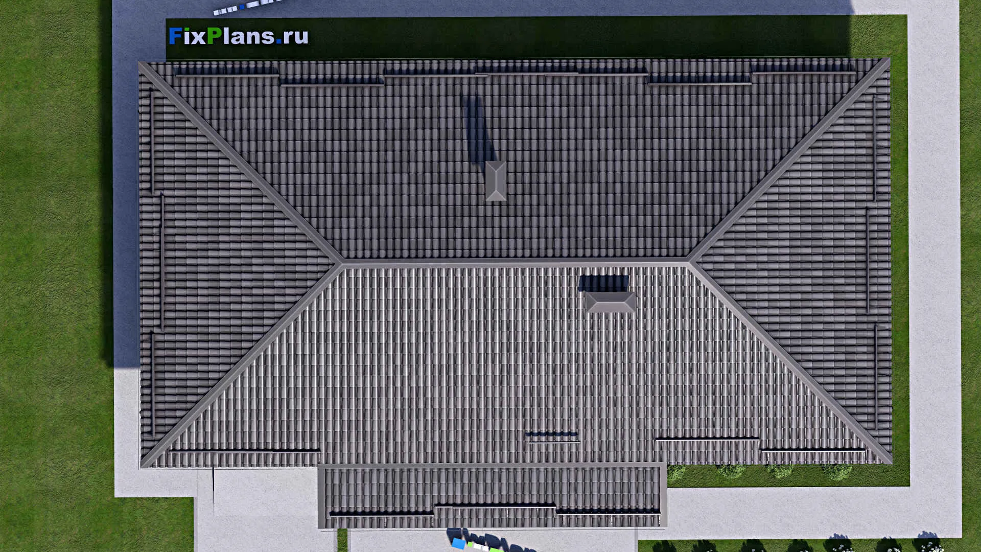 F-13670 - Проект одноэтажного дома 12 на 20, площадью 180 м² с гаражом на 2 машины и 4 спальнями