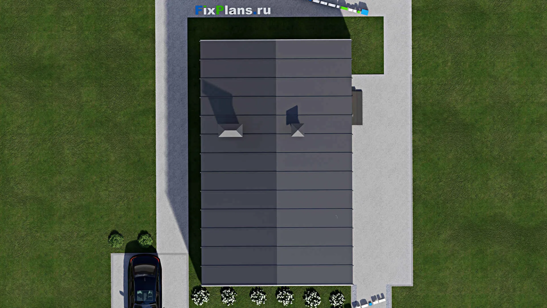 F-5183 - Проект дома с мансардой 9 на 14, площадью 120 м² с террасой и 2 спальнями