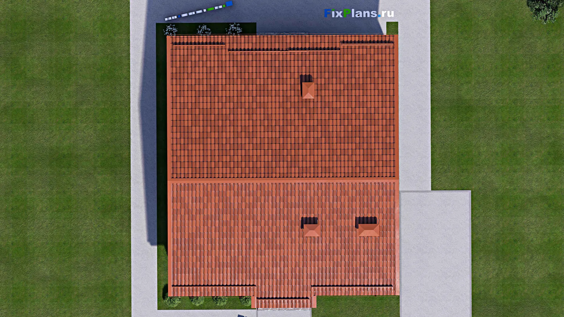 F-14741 - Проект одноэтажного дома 12 на 15, площадью 140 м² с террасой и 3 спальнями