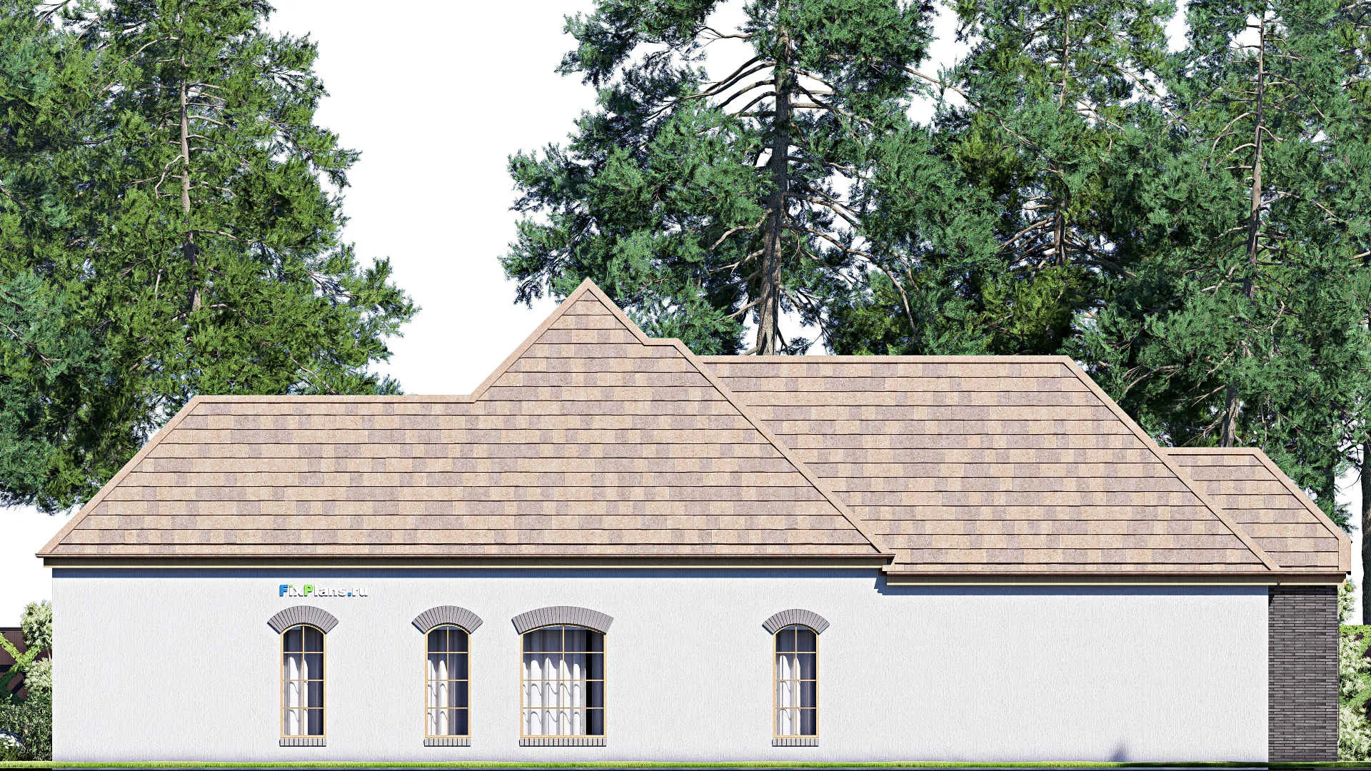 F-20177 - Проект одноэтажного дома 16 на 23, площадью 190 м² с гаражом на 2 машины и 3 спальнями