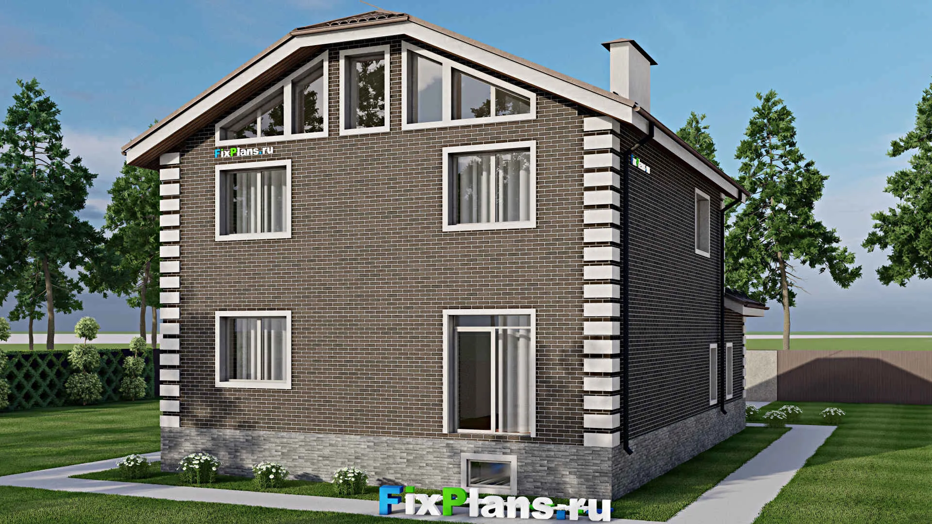 F-5660 - Проект двухэтажного дома 11 на 16, площадью 200 м² с гаражом на 1 машину и 4 спальнями