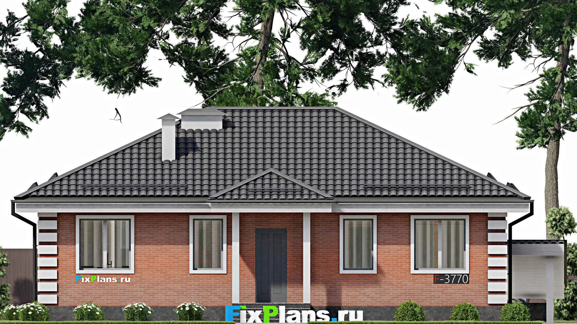 F-3770 - Проект одноэтажного дома 10 на 14, площадью 160 м² с цокольным этажом и 3 спальнями