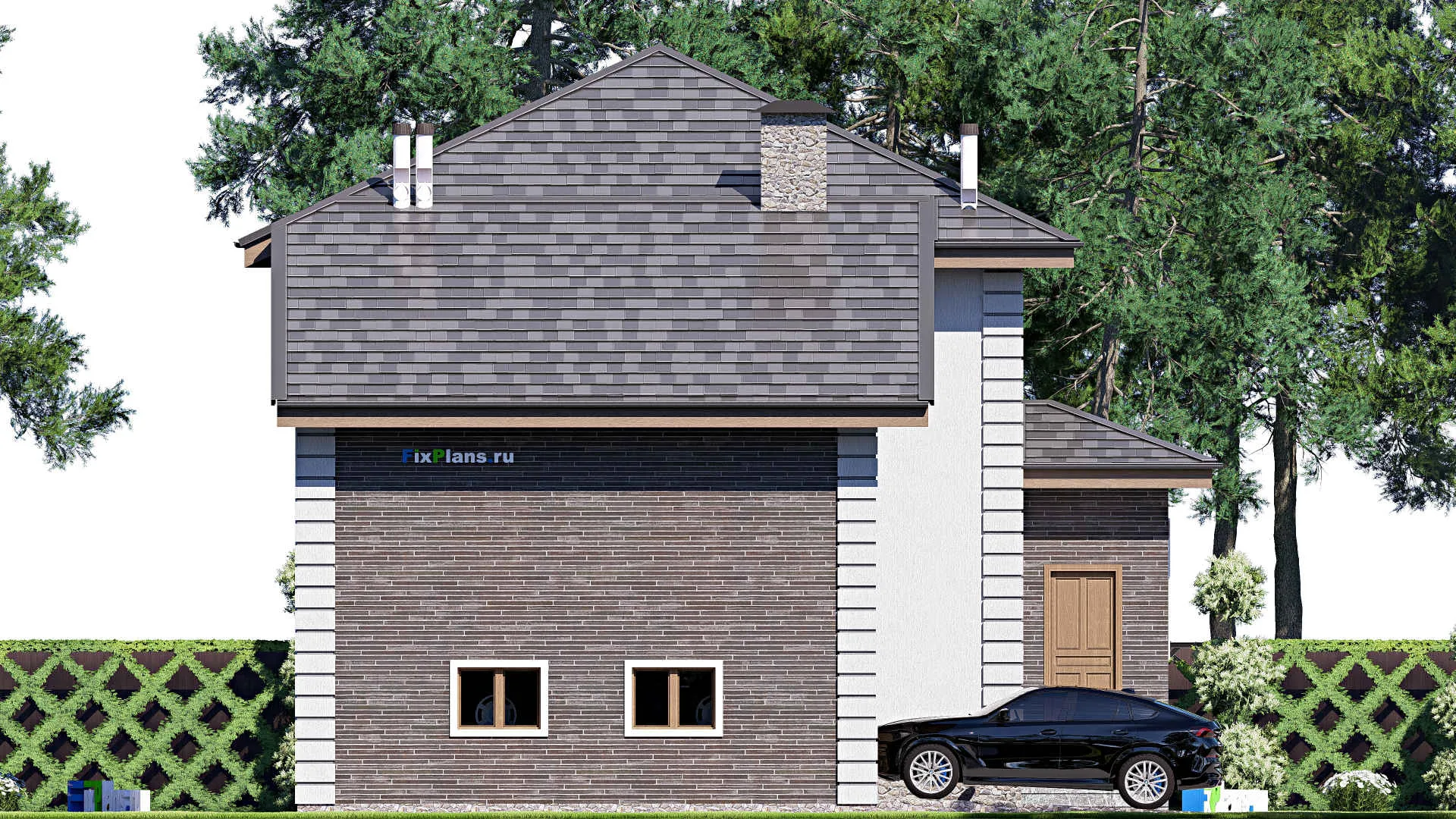 F-17702 - Проект двухэтажного дома 12 на 15, площадью 220 м² с гаражом на 1 машину и 5 спальнями