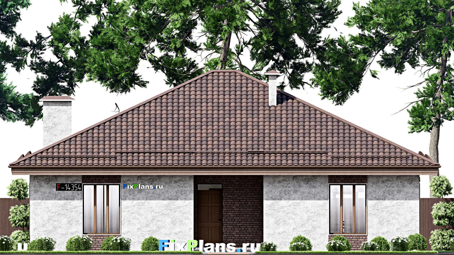 F-14354 - Проект одноэтажного дома 15 на 16, площадью 170 м² с террасой и 3 спальнями