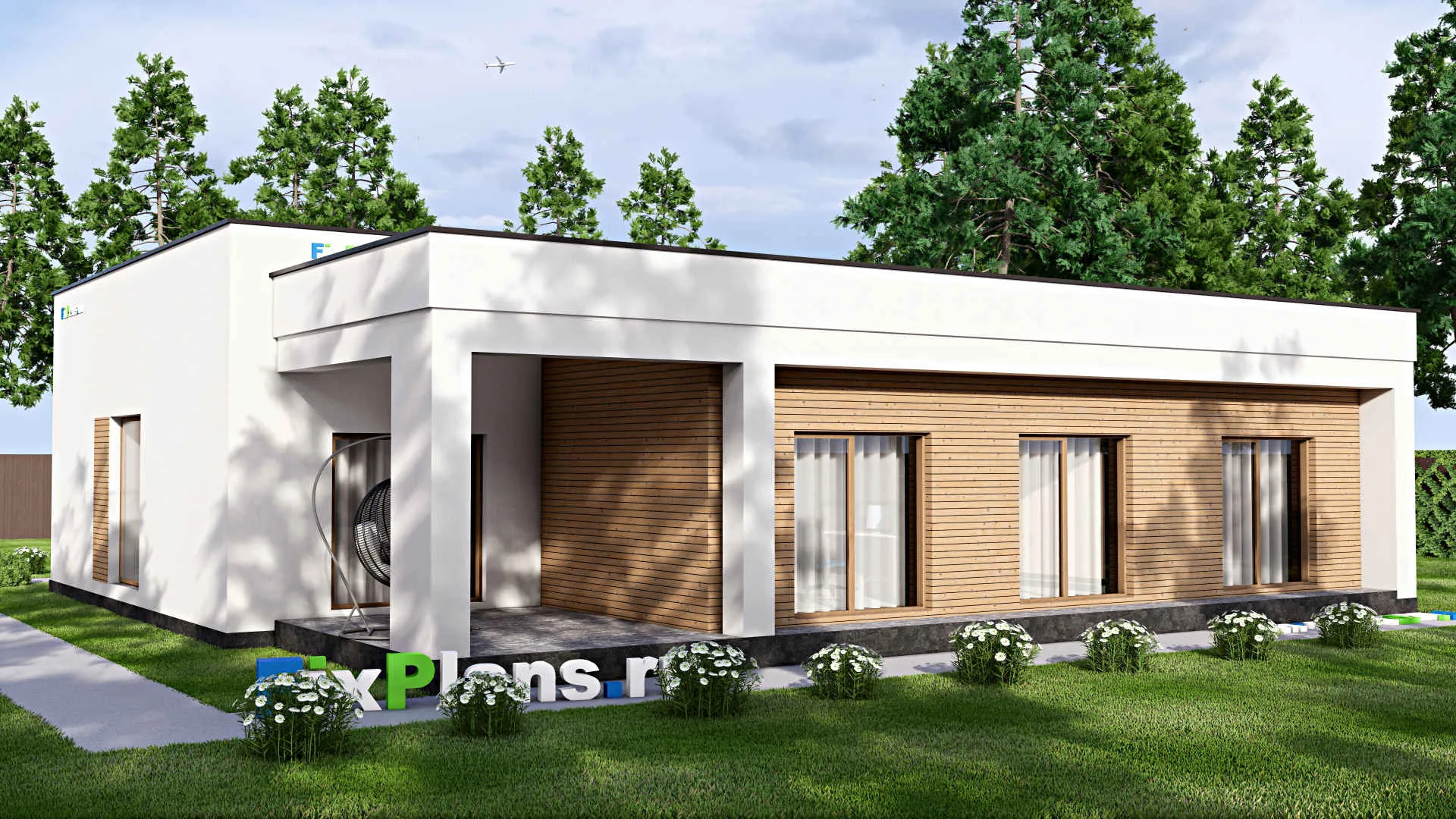 F-16523 - Проект одноэтажного дома 16 на 17, площадью 210 м² с 4 спальнями