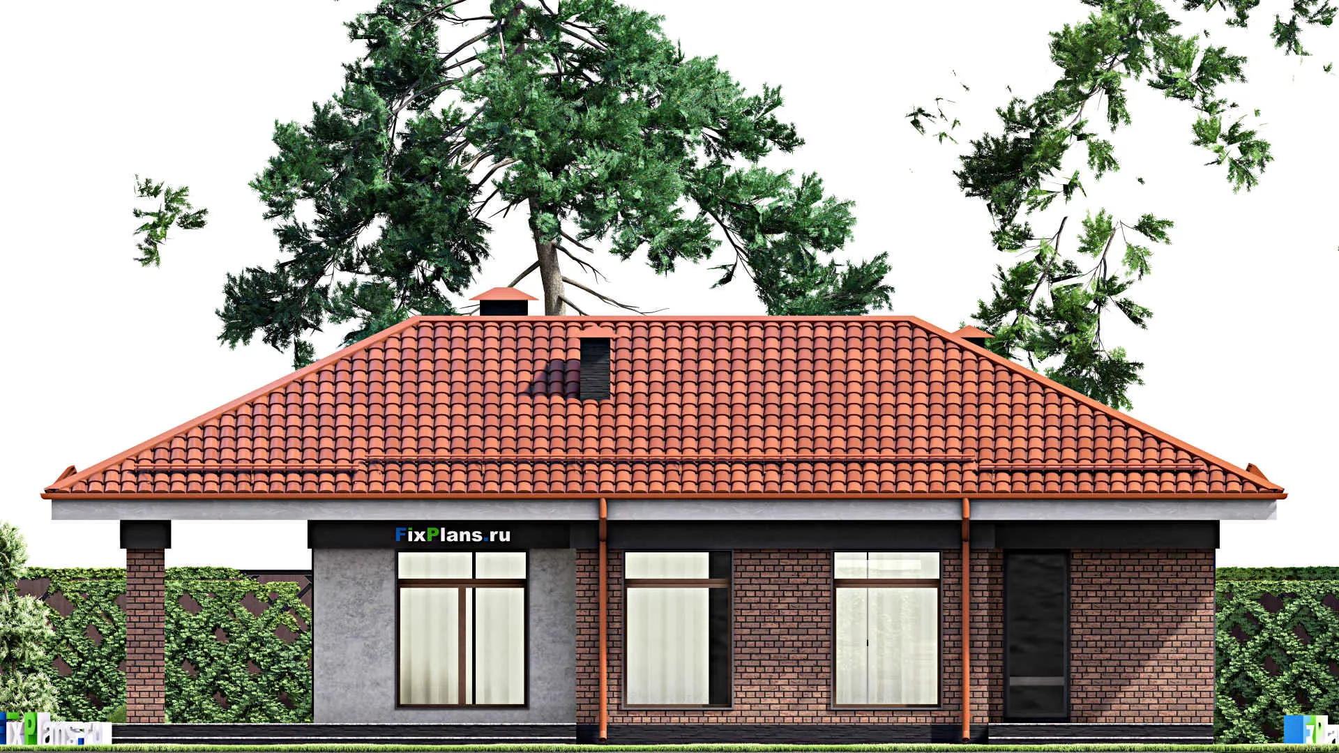 F-15074 - Проект бани 8 на 15, площадью 100 м² с терассой, 2 санузлами и спальней