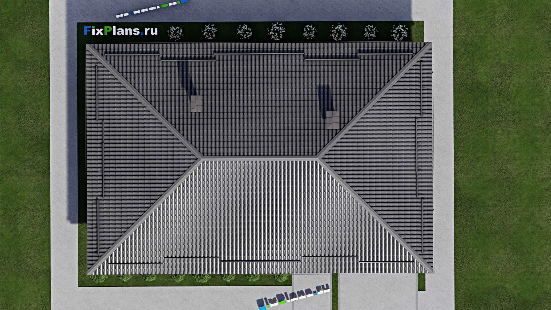 F-5192 - Проект одноэтажного дома 11 на 18, площадью 150 м² с гаражом на 1 машину и 3 спальнями
