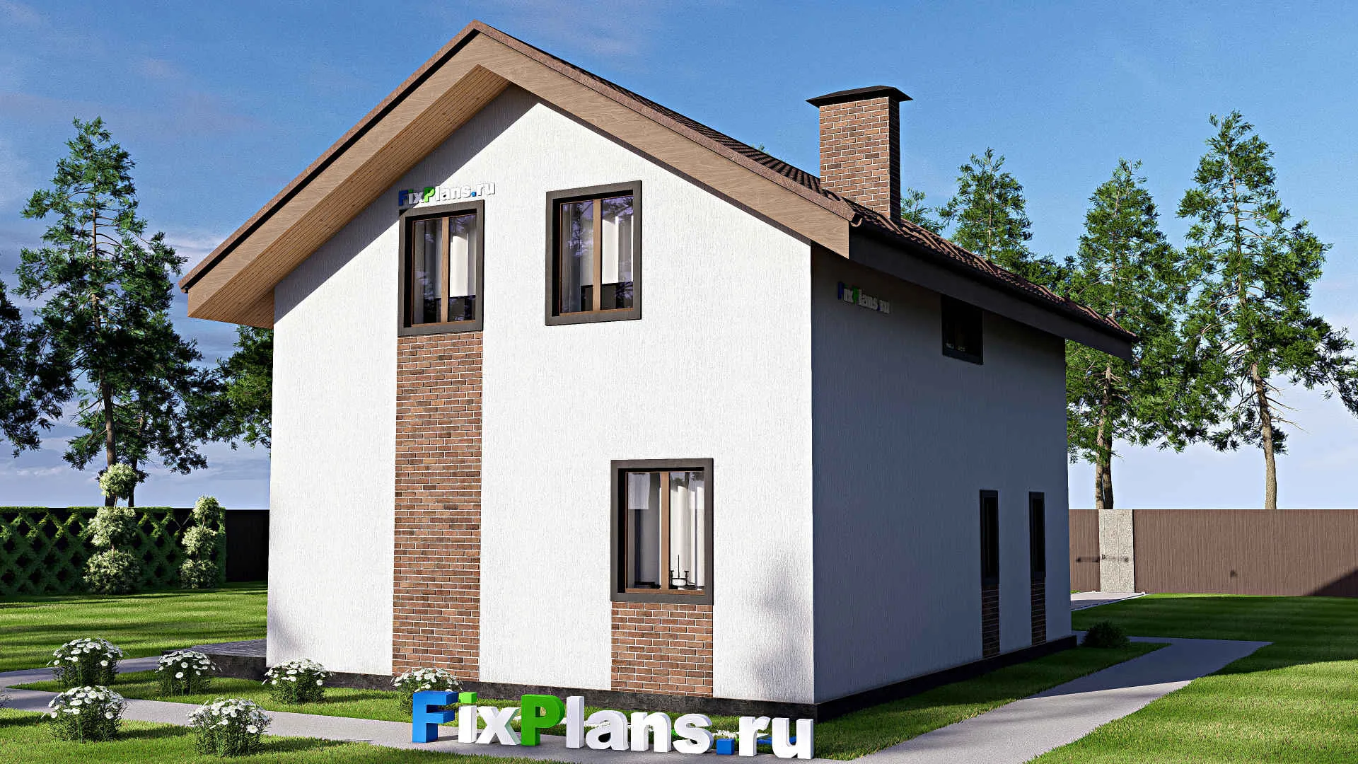 F-17603 - Проект дома с мансардой 11 на 12, площадью 150 м² с террасой и 2 спальнями