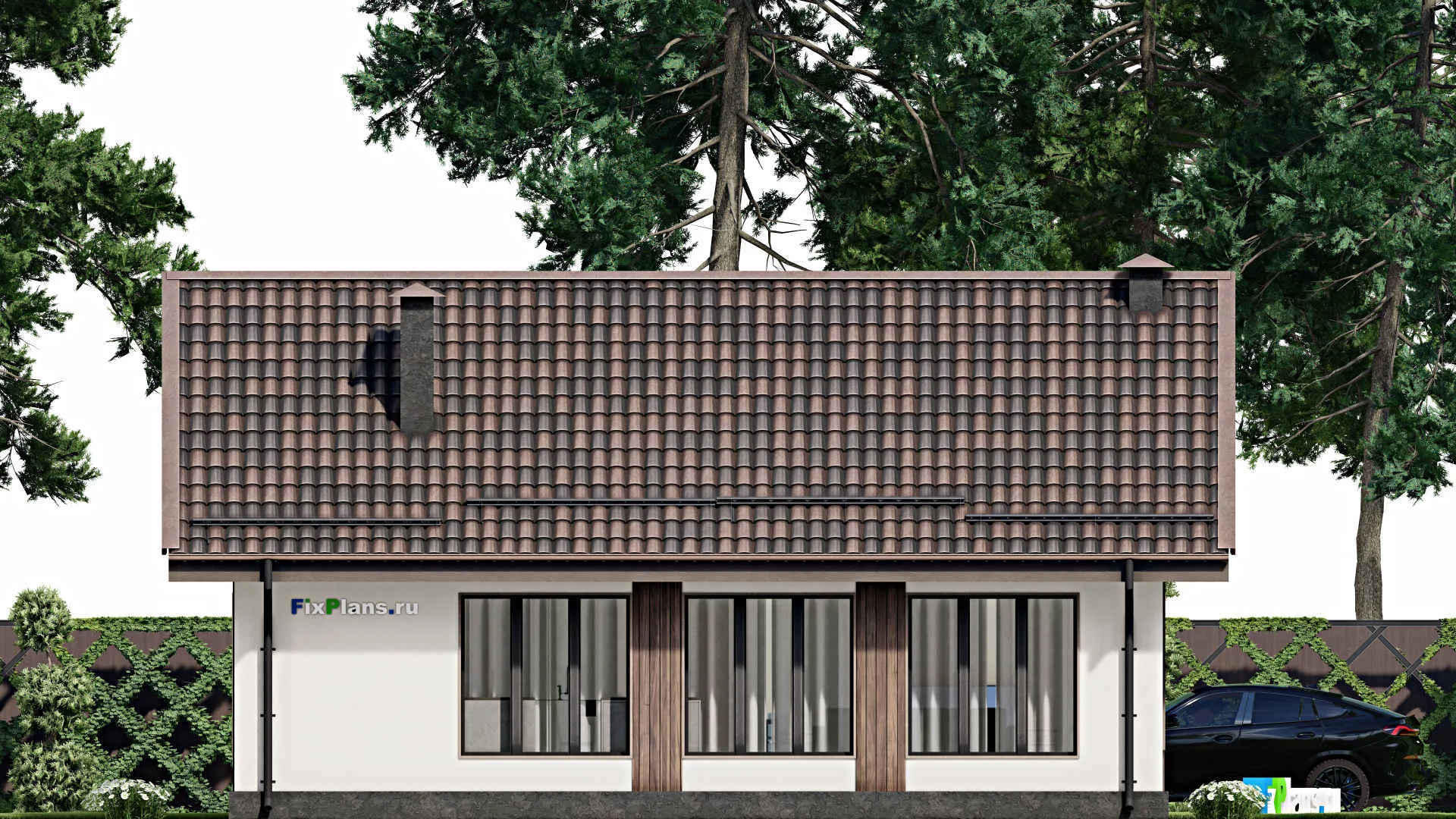 F-3986 - Проект одноэтажного дома 13 на 27, площадью 200 м² с 5 спальнями