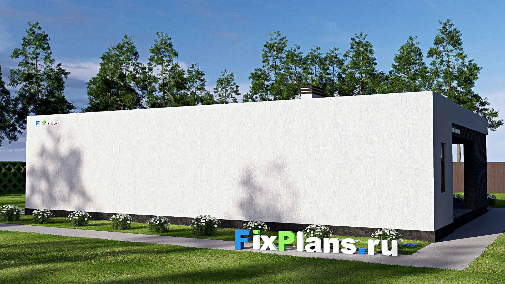 F-18134 - Проект одноэтажного дома 12 на 17, площадью 170 м² с террасой и 1 спальнями