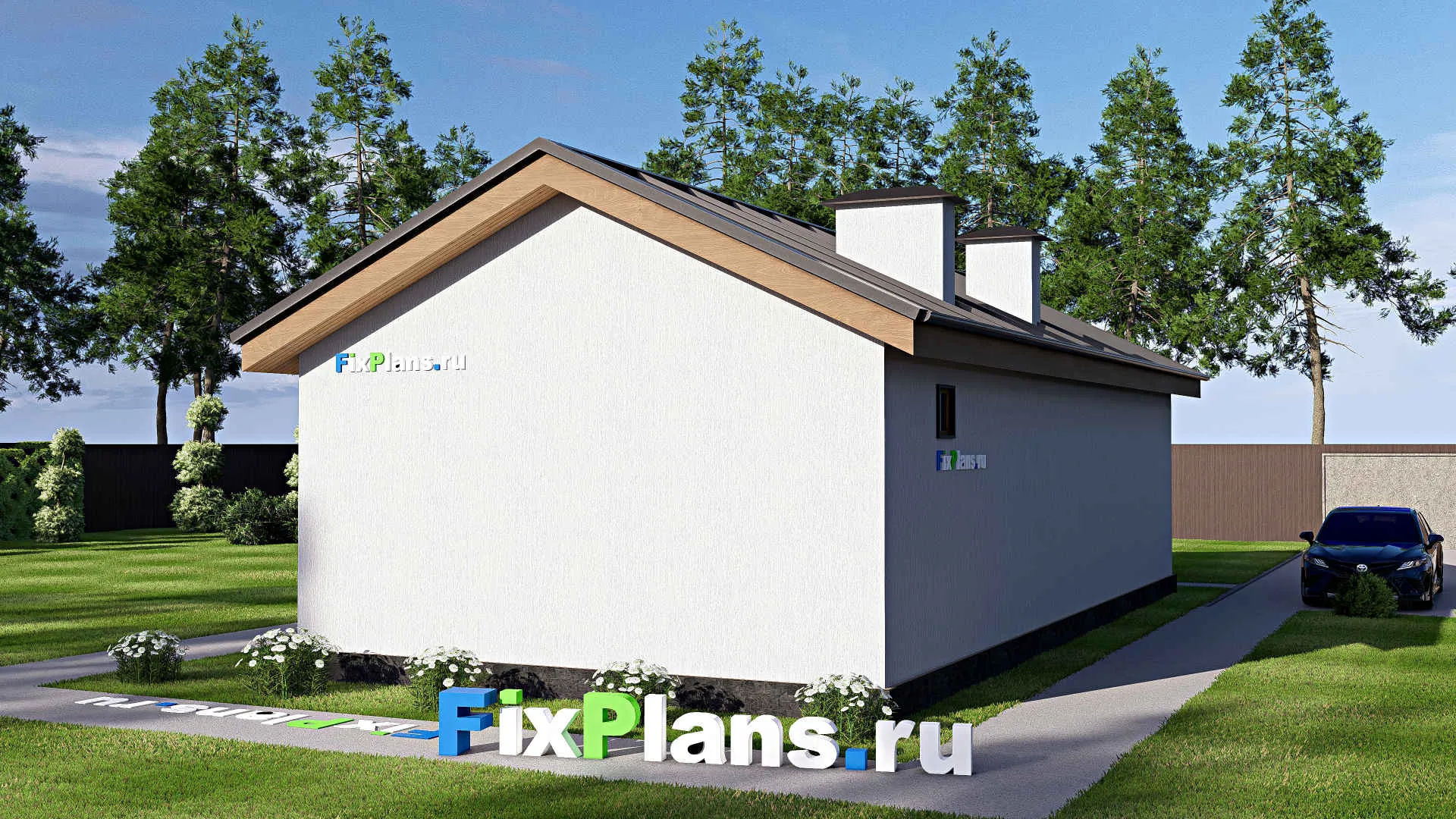 F-18422 - Проект бани 8 на 14, площадью 70 м² с комнатой отдыха и терассой