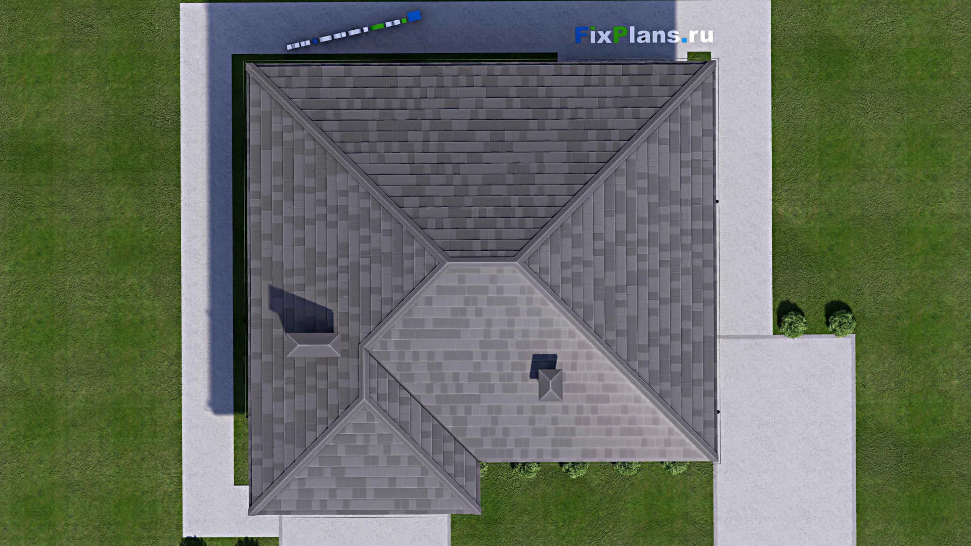 F-12860 - План одноэтажного дома 12 на 13, площадью 110 м² с террасой и 3 спальнями