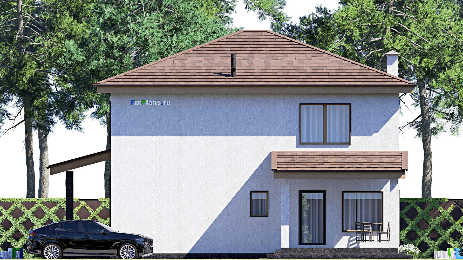 F-19673 - Проект двухэтажного дома 13 на 20, площадью 260 м² с террасой и 3 спальнями