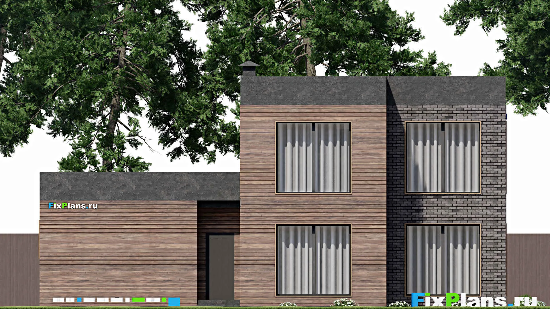 F-8108 - Проект двухэтажного дома 15 на 16, площадью 190 м² с гаражом на 2 машины и 4 спальнями